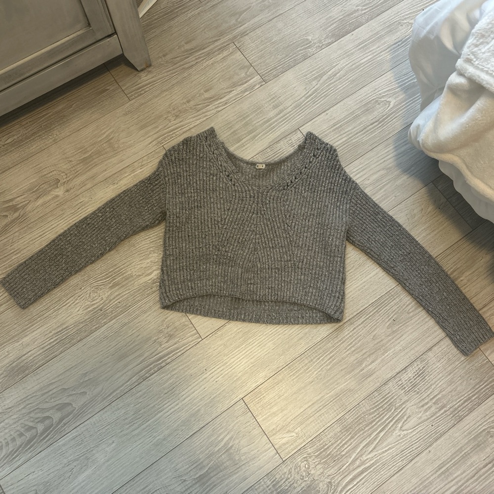 Garage Gray Ribbed Knit Sweater